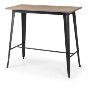 Image of Phoebe - Black Steel Tolix Bar Table Solid Elm Wood Top