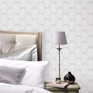 Image of Scandi Leaf Grey Wallpaper Grey