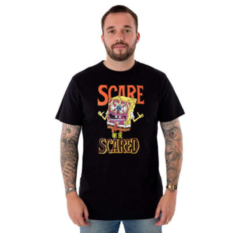 Image of Spongebob Squarepants Short Sleeved T-Shirt Black unisex