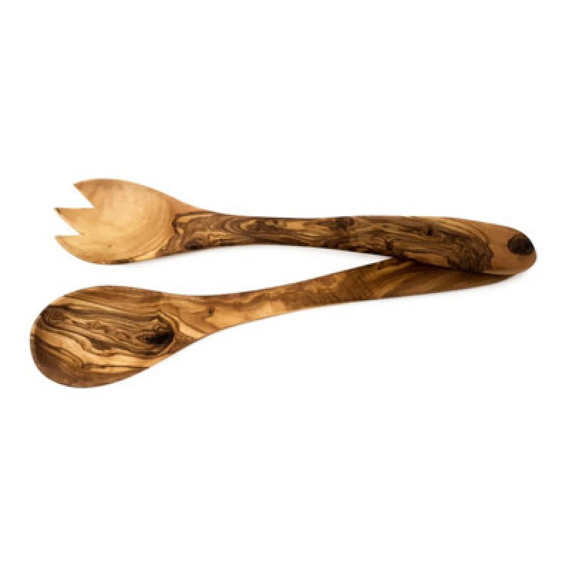 Image of Verano Spanish Ceramics Olive Wood Natural Grained Rustic Kitchen Dining Salad Server (L) 20cm Natural unisex