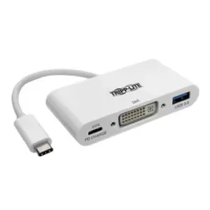 Image of Tripp Lite U444-06N-DU-C USB-C to DVI Adapter with USB-A Port and PD Charging White