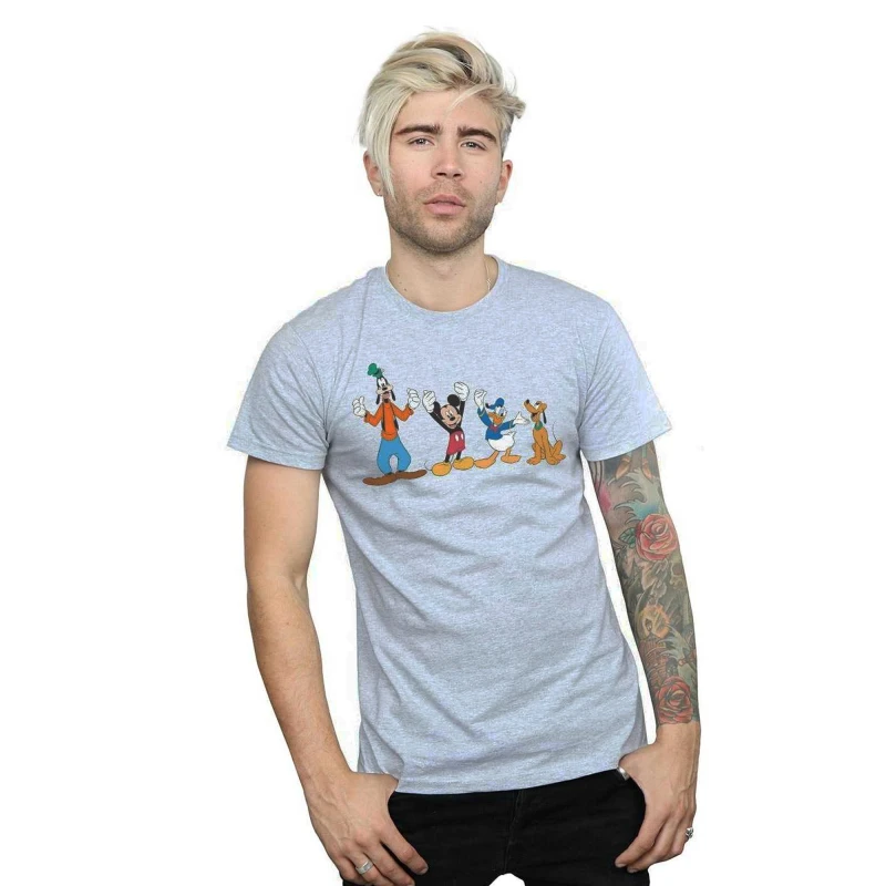 Image of Disney Men Mickey Mouse Friends T-Shirt in Grey Size: Small Grey S Male 5059114488087