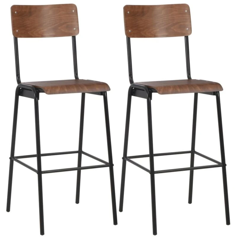 Image of VIDAXL Bar Chairs 2 pcs Brown Solid Plywood Steel Vidaxl 280079fr