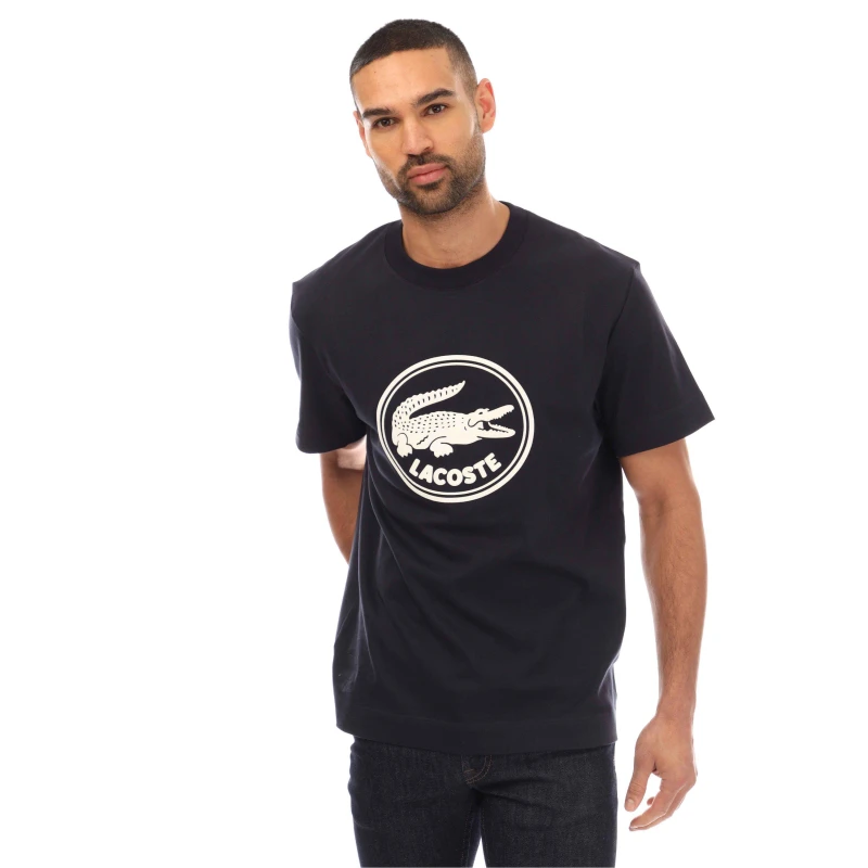 Image of Lacoste Mens Round Logo Regular Fit T-Shirt Abysm male 2XS