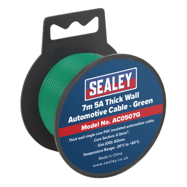 Image of Genuine SEALEY AC0507G Automotive Cable Thick Wall 5A 7mtr Green