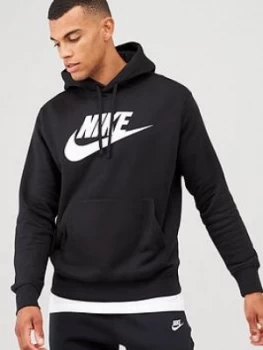Image of Nike Sportswear Club Graphic Overhead Hoodie - Black, Size L, Men