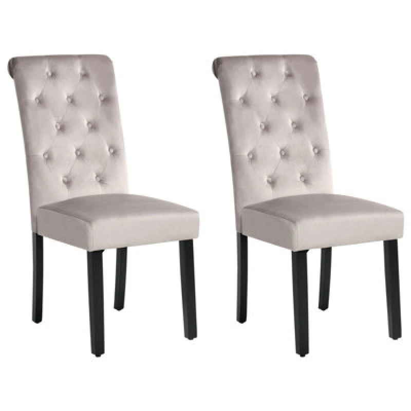 Image of Beliani Set Of 2 Dining Chairs Velva Velvet Grey