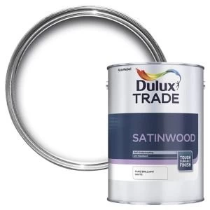 Image of Dulux Trade Pure Brilliant White Satinwood Paint 5L