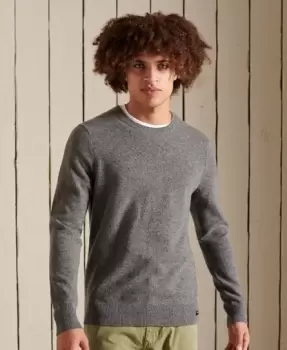 Image of Superdry Mens Lambswool Lightweight Crew Jumper Light Grey / Cloud Grey Marl - Size: L