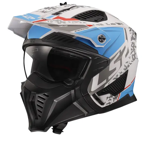 Image of LS2 OF606 Drifter Devor Matt White Blue 06 Multi Helmet Size L