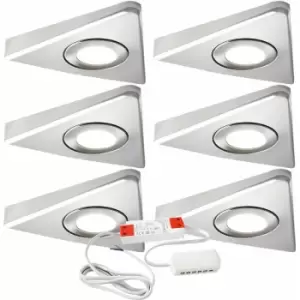 Image of 6x brushed nickel Triangle Surface Under Cabinet Kitchen Light & Driver Kit - Warm White led