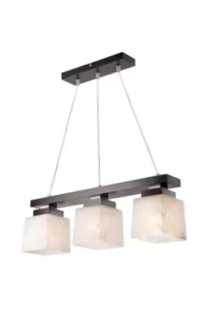 Image of Kubus Bar Pendant Ceiling Light, Glass Shades Wenge, 3x E27