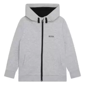 Image of Boss Kids Boys Full-zip Logo Back Hoodie In Grey - Size 4 Years