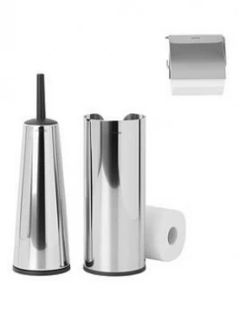 Image of Brabantia 3 Piece Toilet Accessory Set - Brilliant Steel