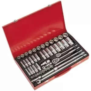 Image of SEALEY - AK6942 Socket Set 50pc 3/8" & 1/2"Sq Drive 6pt WallDrive - Metric