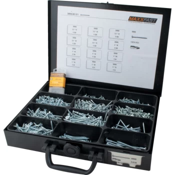 Image of 3.5MM-6MM Pozidrive Wood Screw Assortment 1350-Pce + 2 Bits