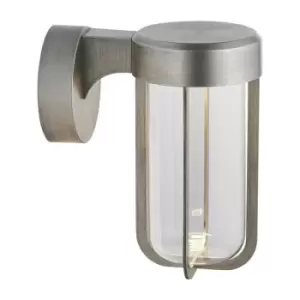Image of Merano Benevento Outdoor Integrated LED Wall Lamp Brushed Silver Finish & Clear Glass IP44