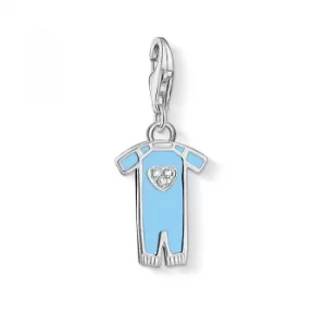 Image of Ladies Thomas Sabo Sterling Silver Charm Club Blue Romper Suit Charm