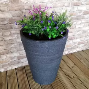Image of Small Grey Charcoal Effect Garden Trojan Plant Pot 46cm Tall 33cm Wide