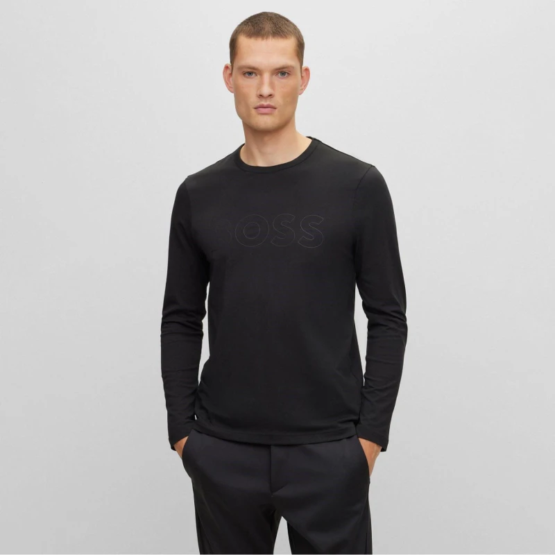 Image of Boss Tognbo Logo Detail T-Shirt Black male S