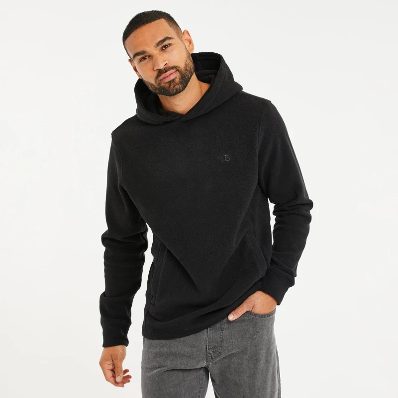 Image of Threadbare Threadbare Men 'Ryan' Microfleece Overhead Hoodie in Black Size: Medium Black M Male 7625914165770