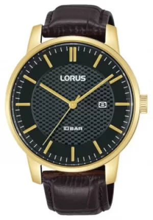 Image of Lorus 42mm Quartz Black Dial Brown Leather Strap RH980NX9 Watch