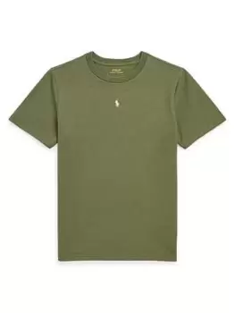 Image of Ralph Lauren Boys Central Pony T-Shirt - Army Olive, Khaki, Size 8-10 Years=M