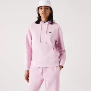 Image of Lacoste Womens Loose Fit Cotton Blend Hoodie Size 6 Pink