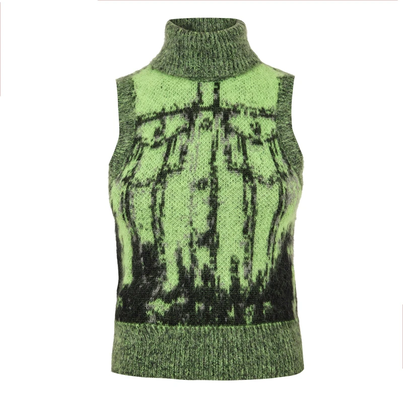 Image of Diesel Womens Sifnos Maglia Knitted Hoodie Lime Punch female 8