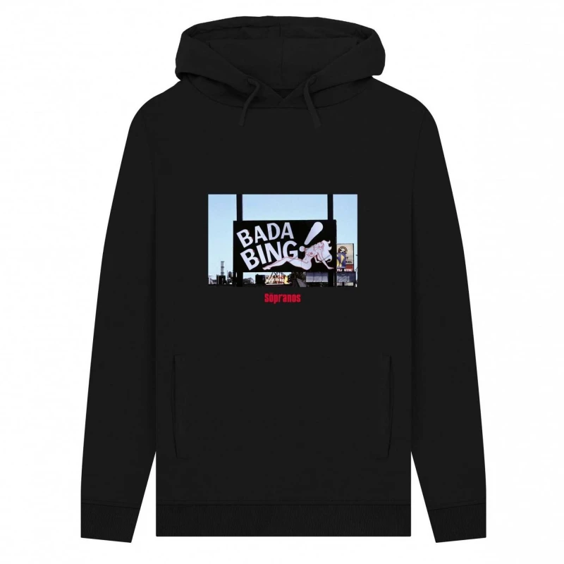 Image of The Sopranos Mens Bada Bing Club Hoodie in Black Size: Small Black Male S