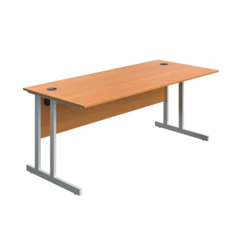 Image of Serrion Twin Upright Desk 1800x800x730mm Beech/White KF800301
