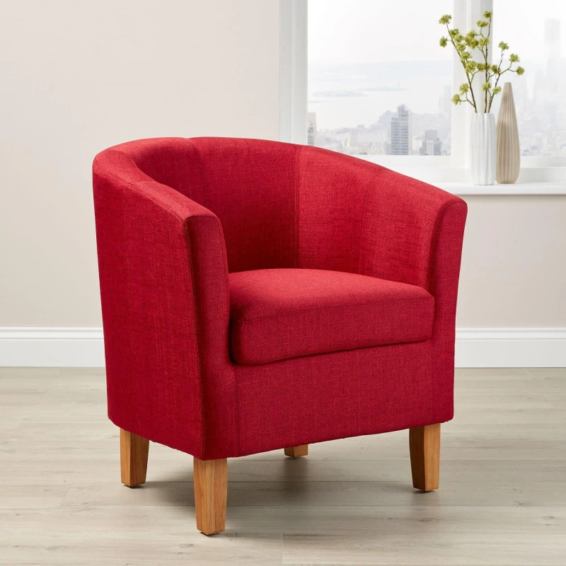 Image of Home Source Bedford Small Padded Occasional Accent Tub Chair Red