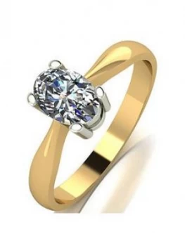 Image of Moissanite 9Ct Yellow Gold 0.90Ct Equivalent Oval Solitaire Ring