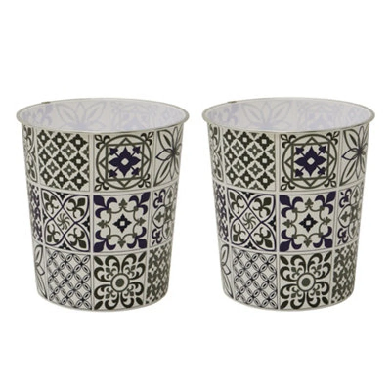 Image of JVL JVL - Mosaic Navy Waste Paper Bin, Set of 2 16-295-2