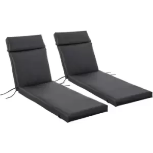 Image of Outsunny - Set of 2 Lounger Cushion Non-Slip Seat Pads Indoor Outdoor Black