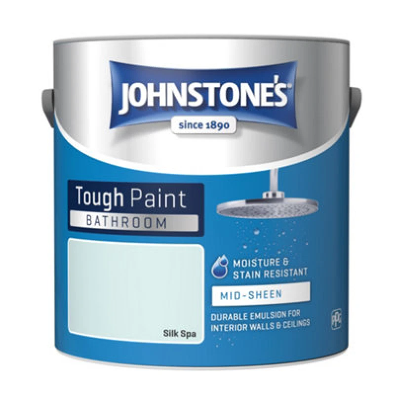 Image of Johnstone's Bathroom Mid-Sheen Tough Paint Silk Spa - 2.5L