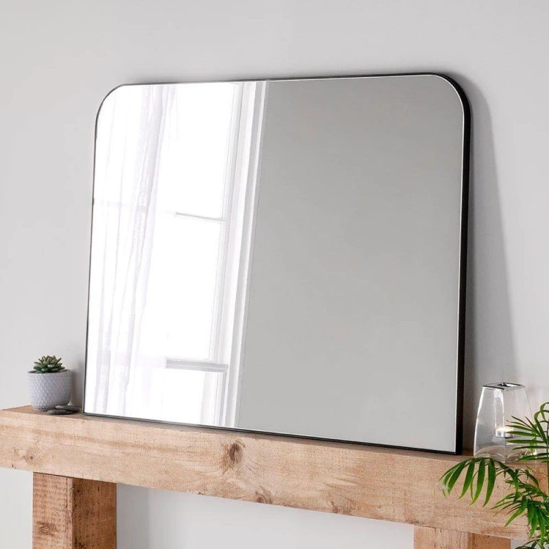 Image of Yearn Mirrors Minimal Black Mantle Mirror 110(w) x 80cm(h) Black