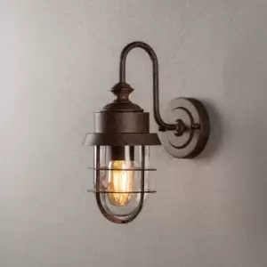 Image of Cerignola Outdoor Classic Lantern Wall Light Black, Rust Clear Glass E27, IP44
