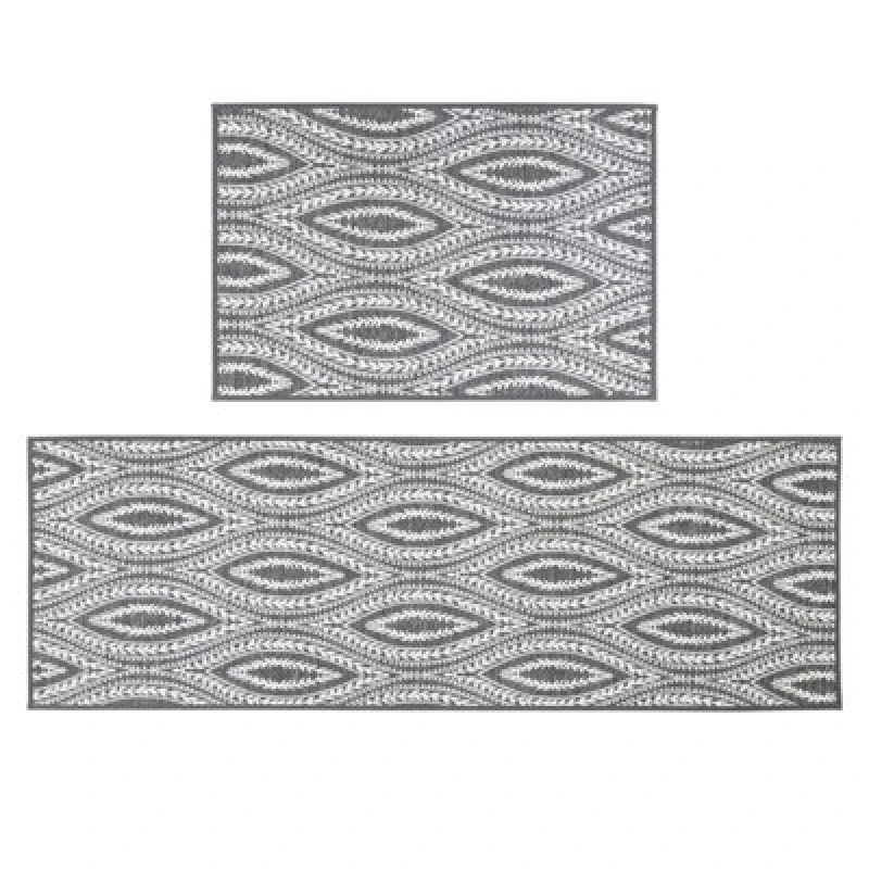 Image of JVL Harmony Machine Washable Entrance Doormat and Runner Set - Eyes, Grey 01-336-346