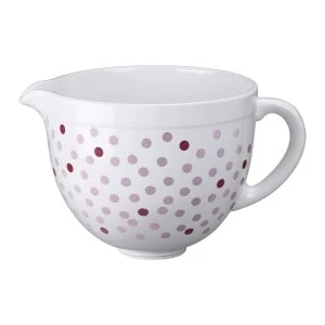 Image of KitchenAid 5KSMCB5NPD 4.8L Ceramic Bowl White with Pink Spots