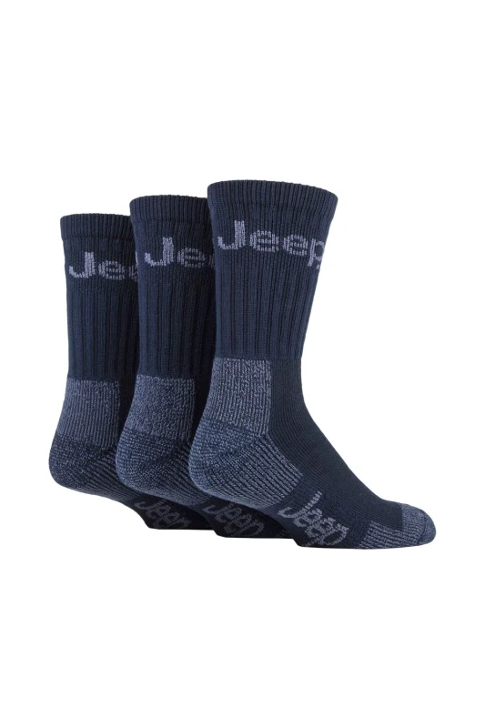 Image of Jeep Jeep Men 3 Pair Luxury Terrain Boot Socks in Dark Navy Size: 6-11 Dark Navy 6-11 Male 5019041642600