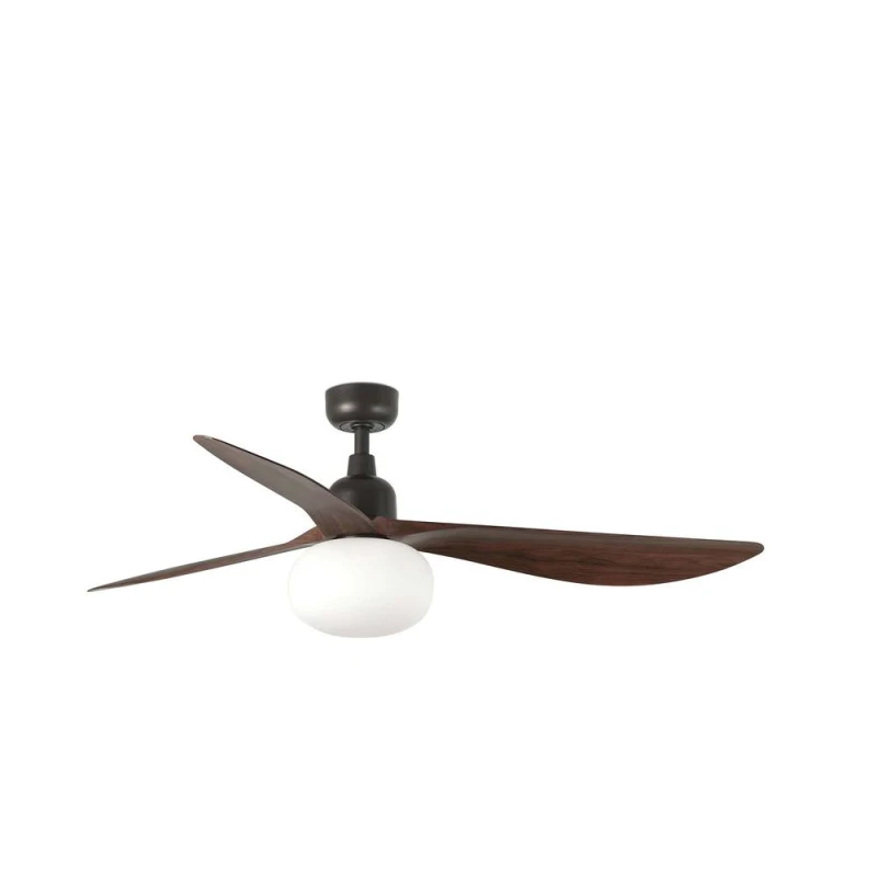 Image of Netlighting Out Walnut Large 3 Blade Ceiling Fan Dark Brown with Light 1x E27 IP44 Brown Unisex