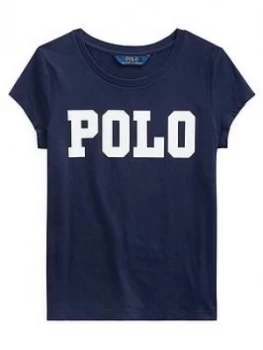 Image of Ralph Lauren Girls Short Sleeve Polo Logo T-Shirt - Navy, Size Age: 16 Years, XL, Women