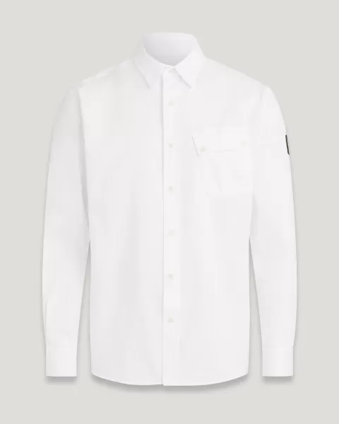 Image of Belstaff Pitch Asymmetric Pocket Shirt In White - Size L