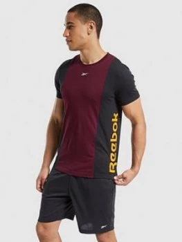 Image of Reebok Training Essentials Blocked T-Shirt, Maroon, Size L, Men