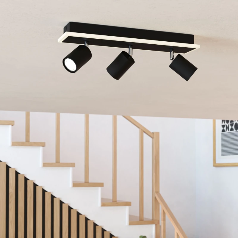 Image of EGLO Rimbocchi 1 Black Steel Modern 3 Light Spotlight Black