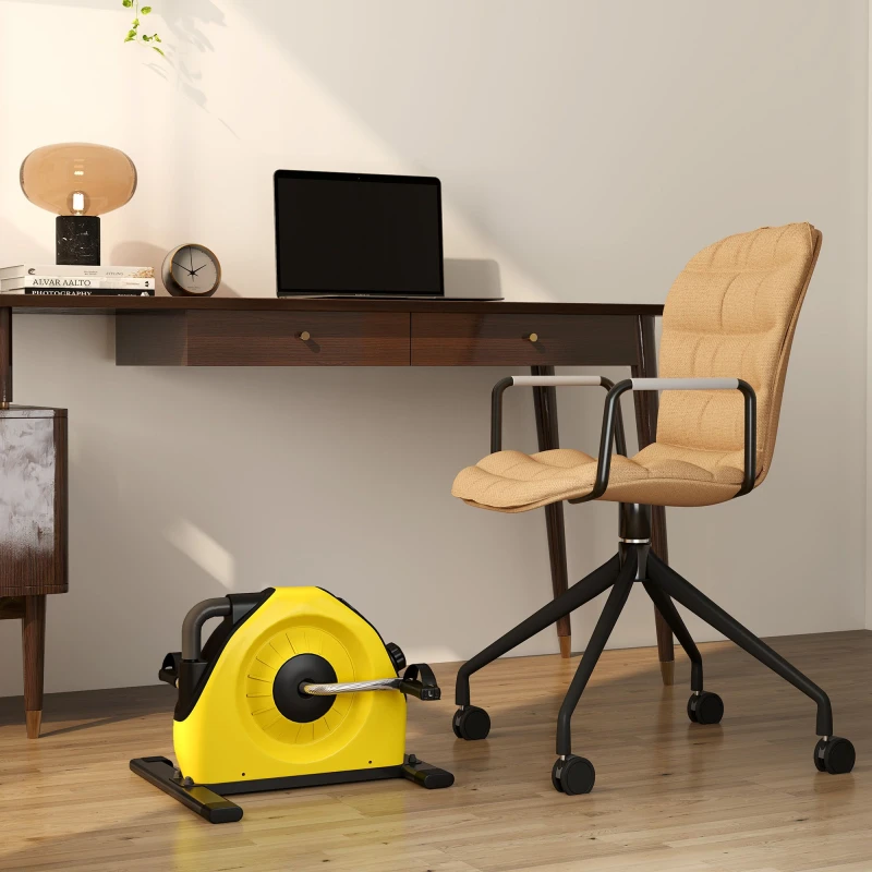 Image of Sportnow Mini Exercise Bik Under Desk Bike For Legs And Arms Workout, Yellow, Yellow A90-364V00YL