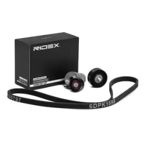 Image of RIDEX V-ribbed belt set 542R0070 Serpentine belt kit,Auxiliary belt kit BMW,3 Touring (E91),3 Limousine (E90),1 Schragheck (E87),3 Coupe (E92)