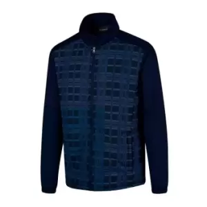 Image of ISLAND GREEN PLAID PRINT PADDED JACKET NAVY/Blue Large