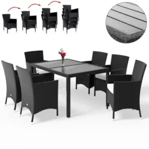 Image of Poly Rattan Garden Dining Table Chairs Set WPC Black Patio Outdoor 4 6 8 Seater Sitzgruppe 6+1 (de)